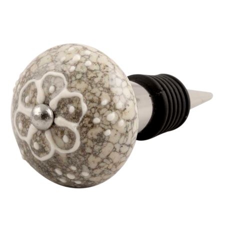 White Flower Crackle Ceramic Wine Stopper
